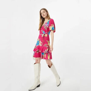 NWT Lauren Ralph Lauren Black Label Floral Wrap Valayna Dress in Pink Size 4